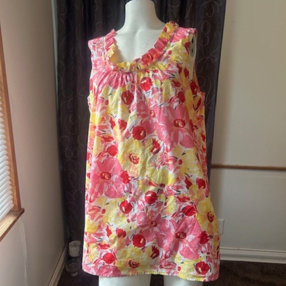 Style & Co. Pink/Red/Yellow Floral Cotton tunic, size 16